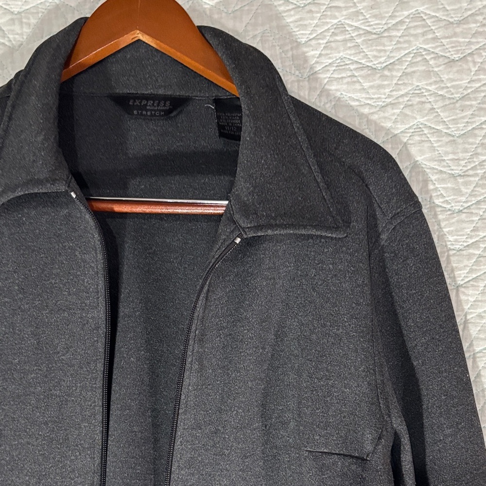 Express Black Cropped Bomber Jacket with Classic Collar - Picture 3 of 12